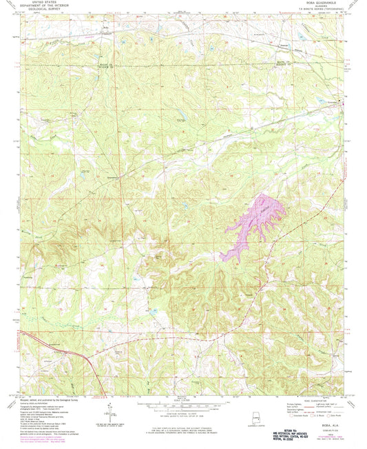 Classic USGS Roba Alabama 7.5'x7.5' Topo Map Image