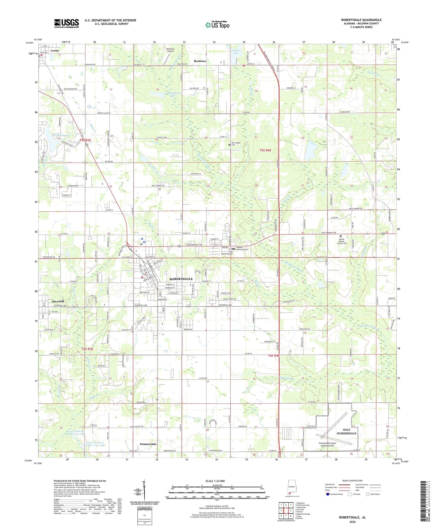 Robertsdale Alabama US Topo Map Image