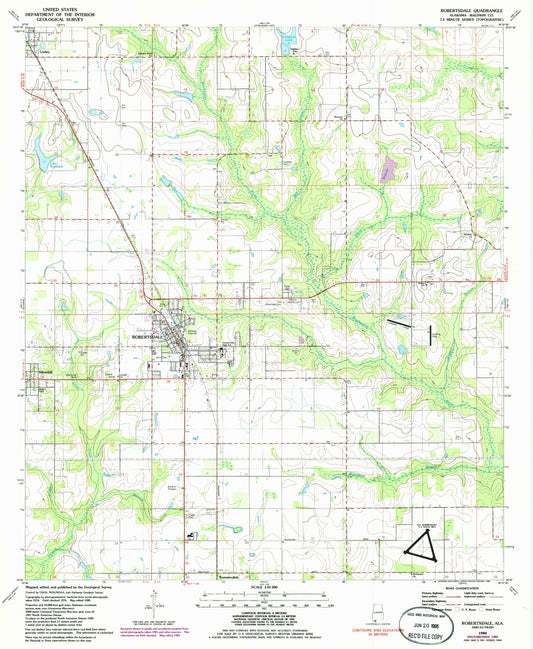 Classic USGS Robertsdale Alabama 7.5'x7.5' Topo Map Image