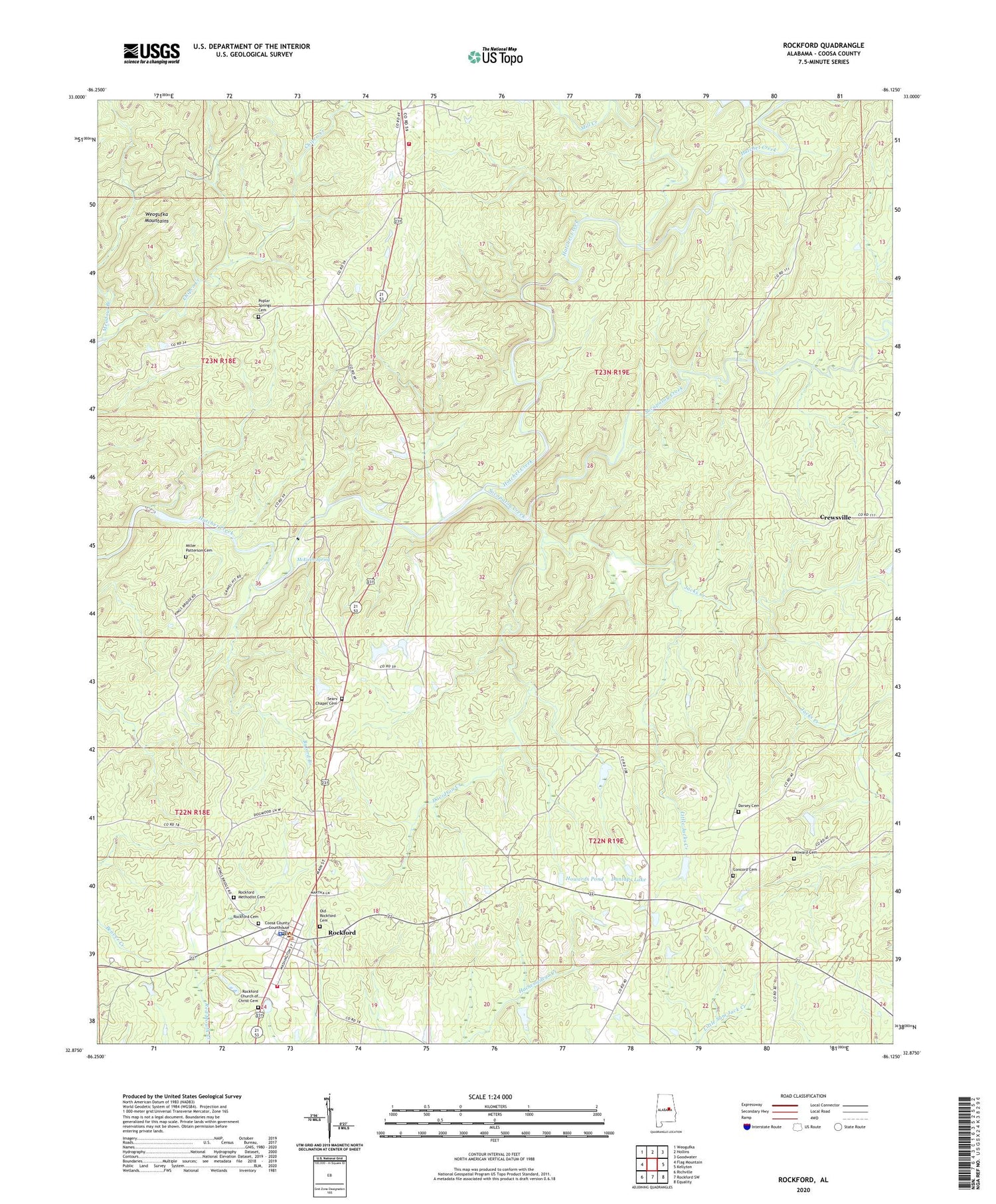 Rockford Alabama US Topo Map Image