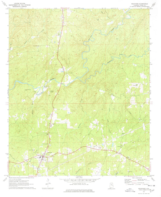Classic USGS Rockford Alabama 7.5'x7.5' Topo Map Image