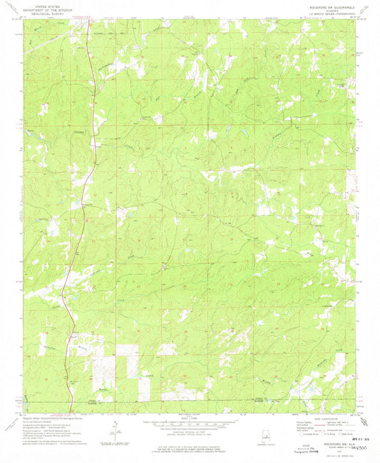 Classic USGS Rockford SW Alabama 7.5'x7.5' Topo Map Image