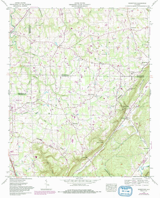 Classic USGS Rodentown Alabama 7.5'x7.5' Topo Map Image