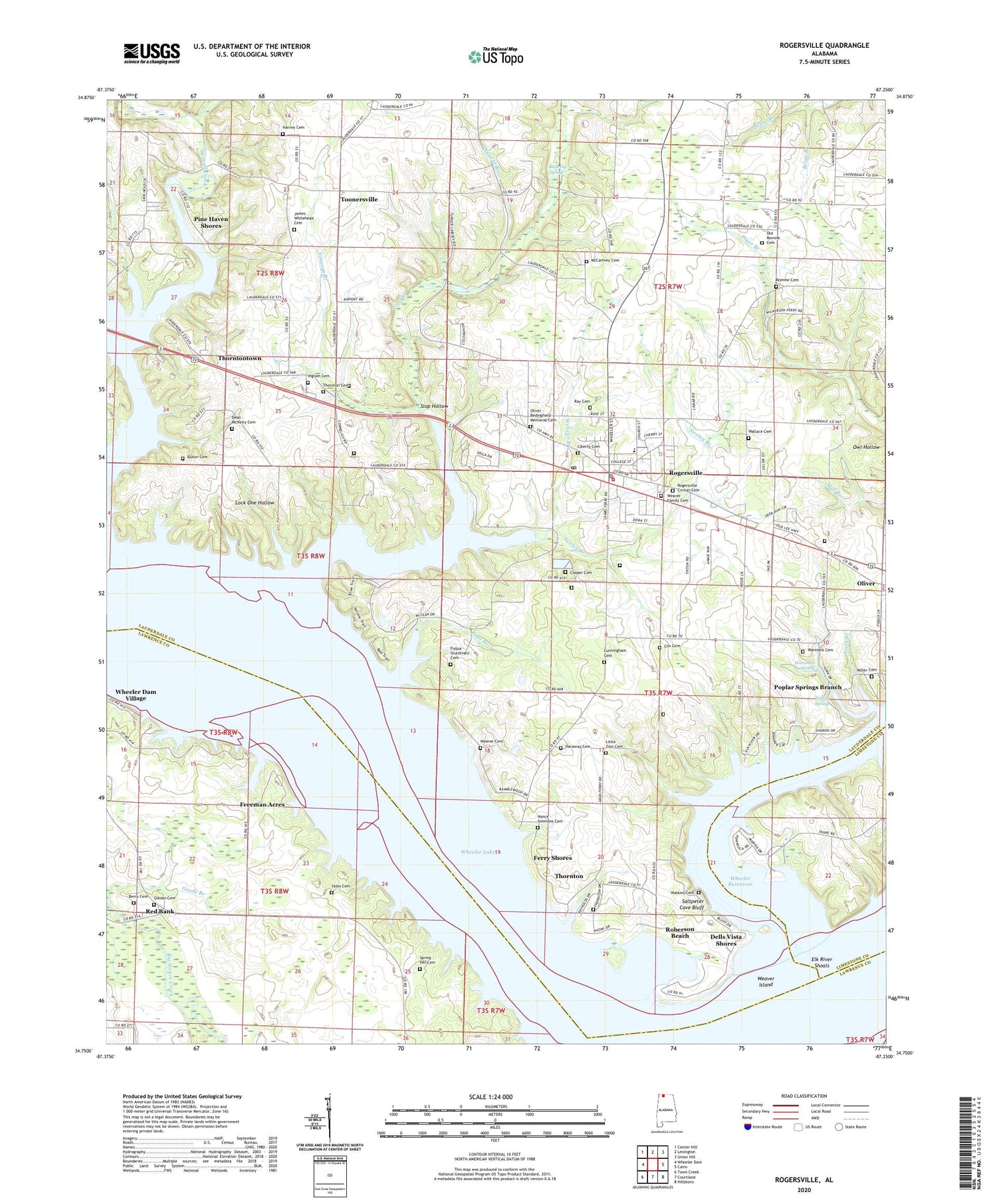 Rogersville Alabama US Topo Map Image
