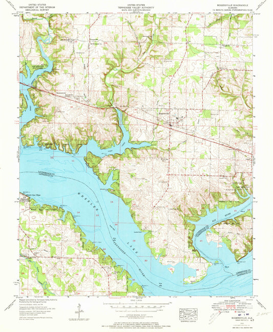 Classic USGS Rogersville Alabama 7.5'x7.5' Topo Map Image