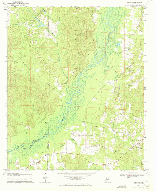 Classic USGS Romulus Alabama 7.5'x7.5' Topo Map Image
