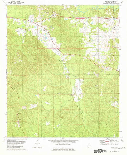 Classic USGS Rosebud Alabama 7.5'x7.5' Topo Map Image