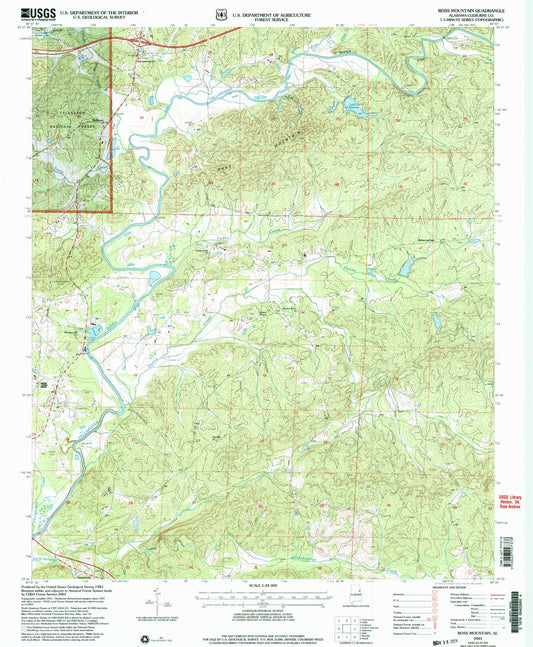 Classic USGS Ross Mountain Alabama 7.5'x7.5' Topo Map Image