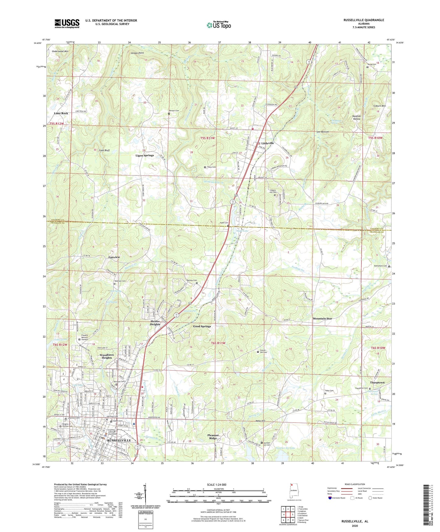 Russellville Alabama US Topo Map Image