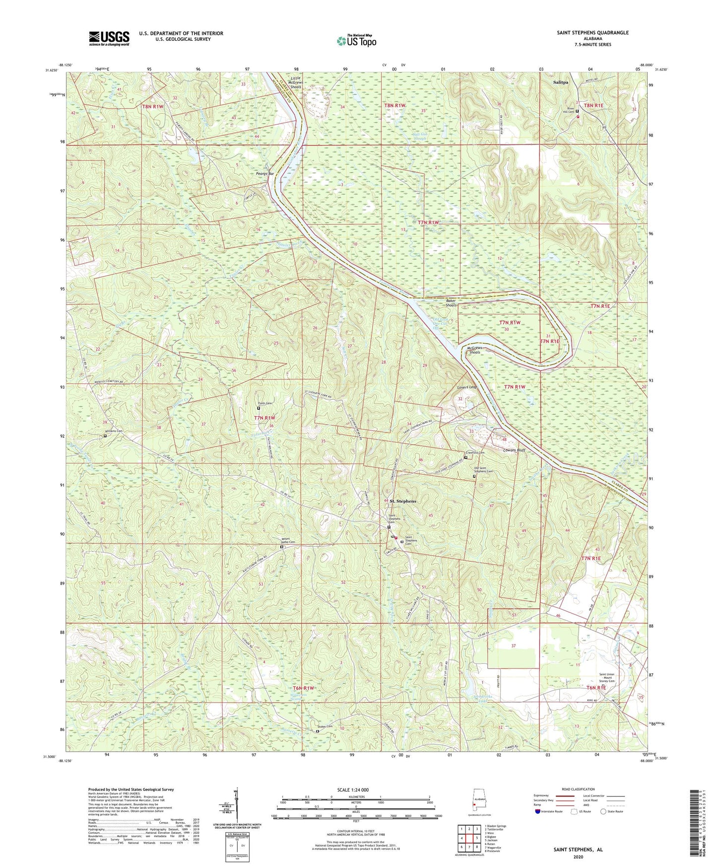 Saint Stephens Alabama US Topo Map Image