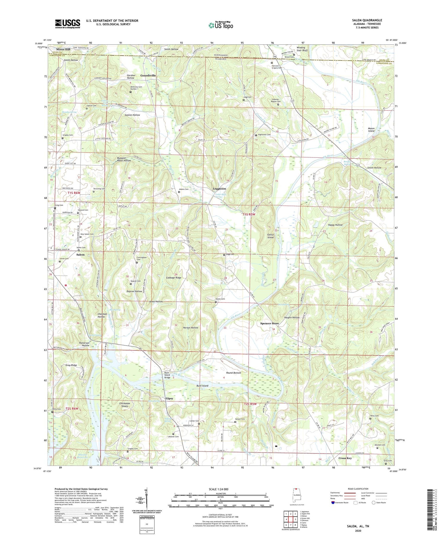 Salem Alabama US Topo Map Image