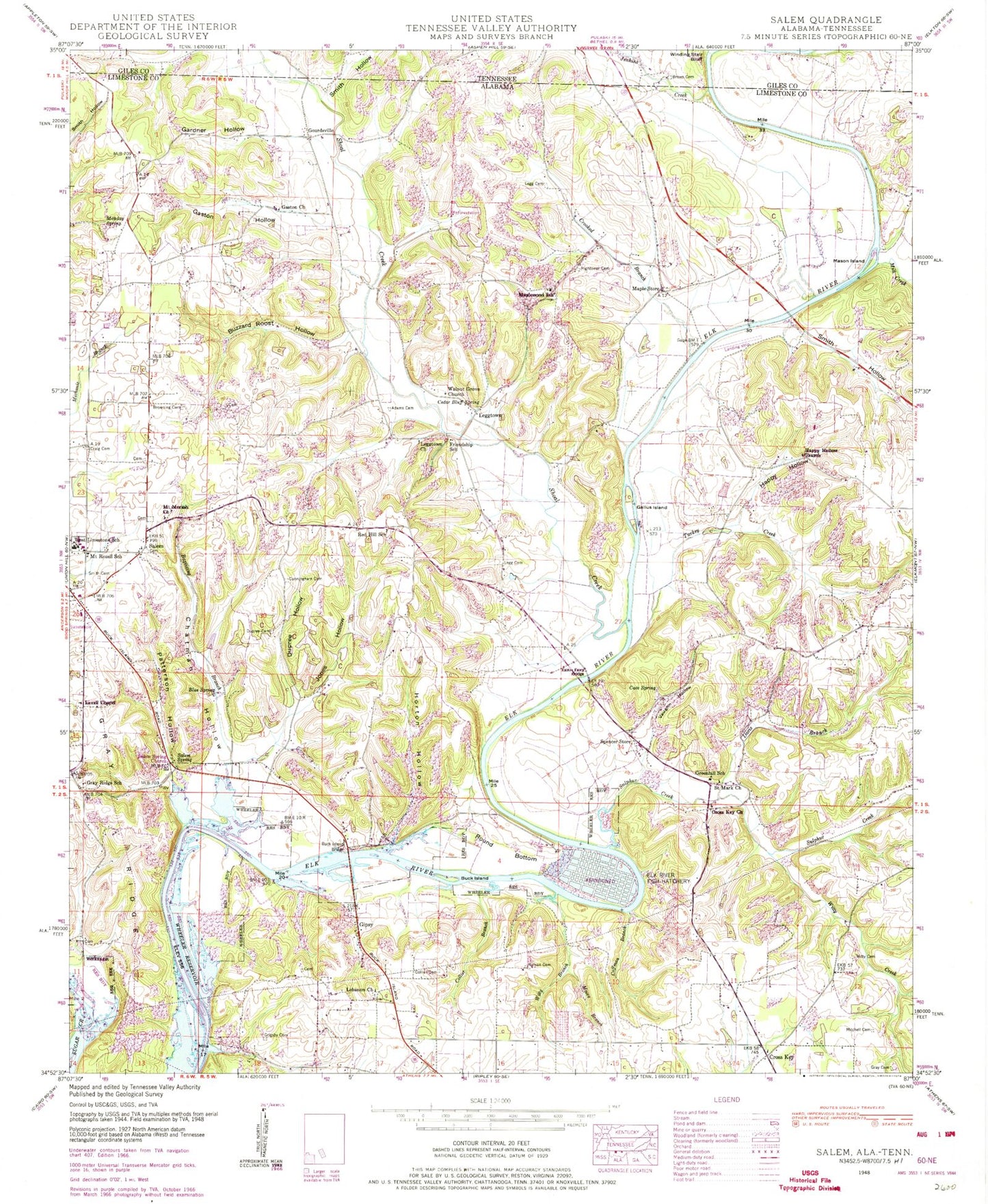 Classic USGS Salem Alabama 7.5'x7.5' Topo Map Image