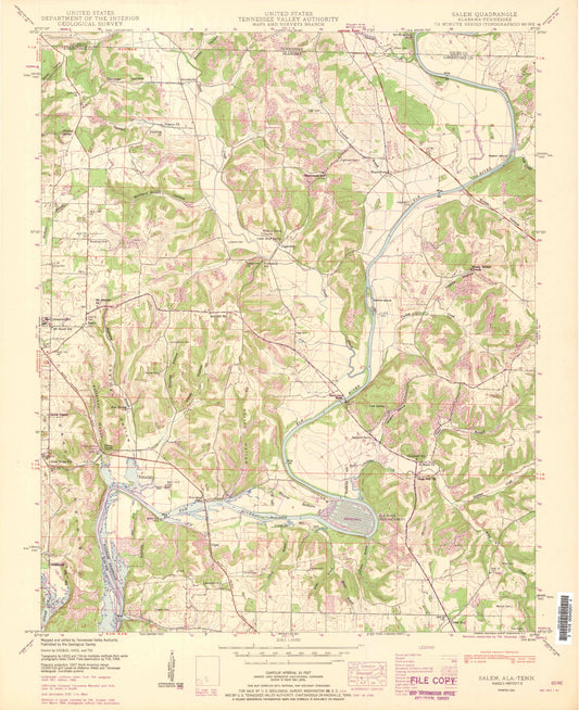 Classic USGS Salem Alabama 7.5'x7.5' Topo Map Image