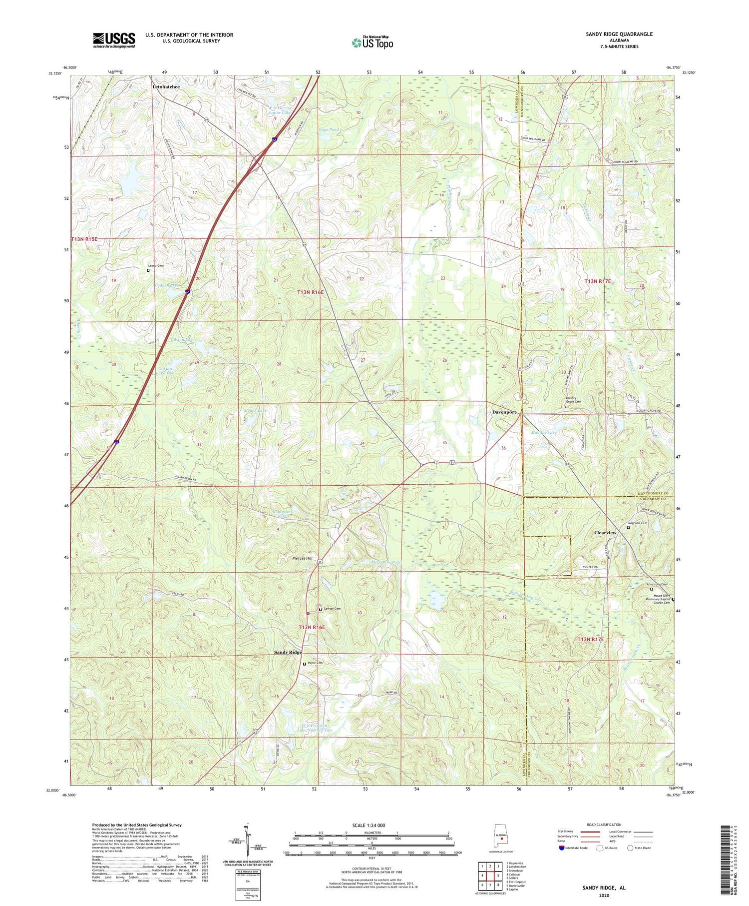 Sandy Ridge Alabama US Topo Map Image