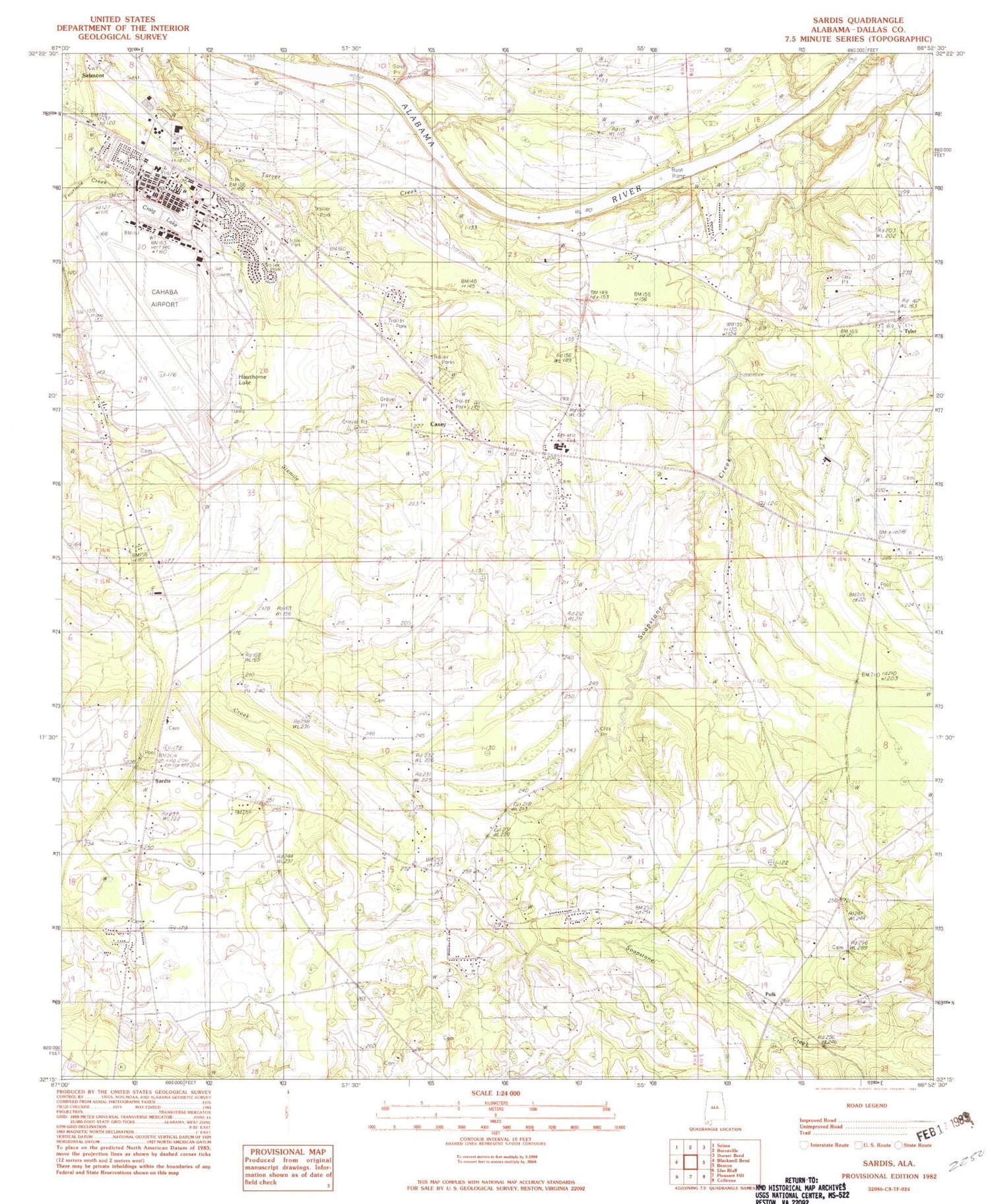 Classic USGS Sardis Alabama 7.5'x7.5' Topo Map Image