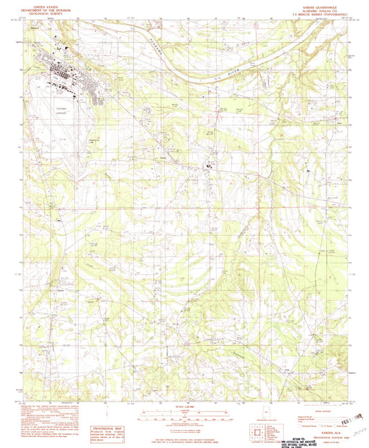 Classic USGS Sardis Alabama 7.5'x7.5' Topo Map Image
