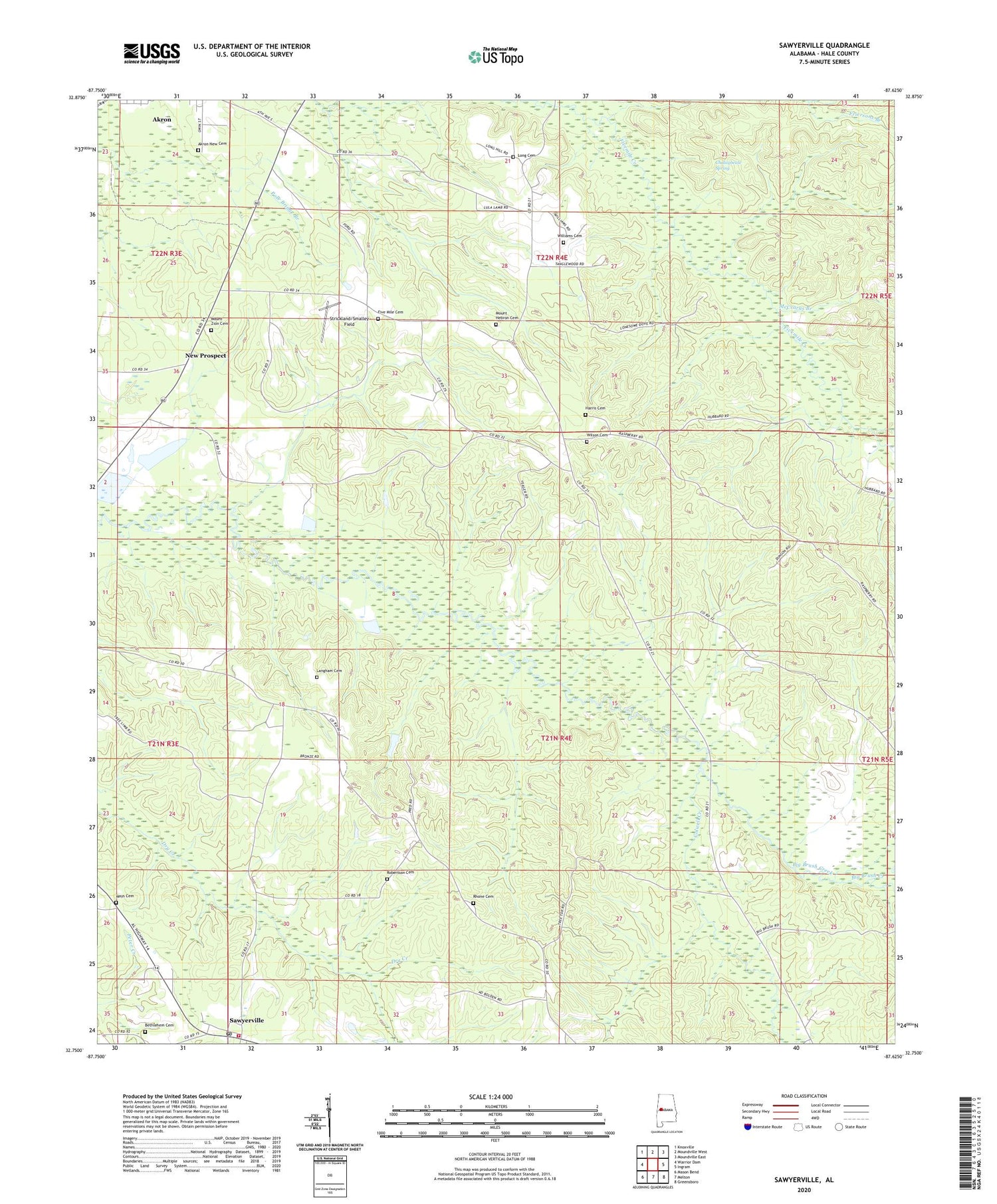 Sawyerville Alabama US Topo Map Image