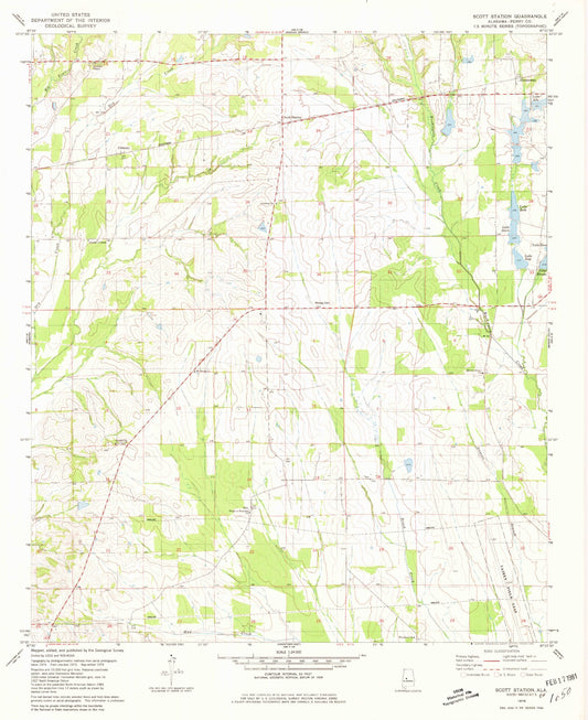 Classic USGS Scott Station Alabama 7.5'x7.5' Topo Map Image
