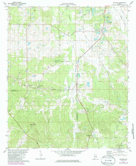 Classic USGS Sellers Alabama 7.5'x7.5' Topo Map Image
