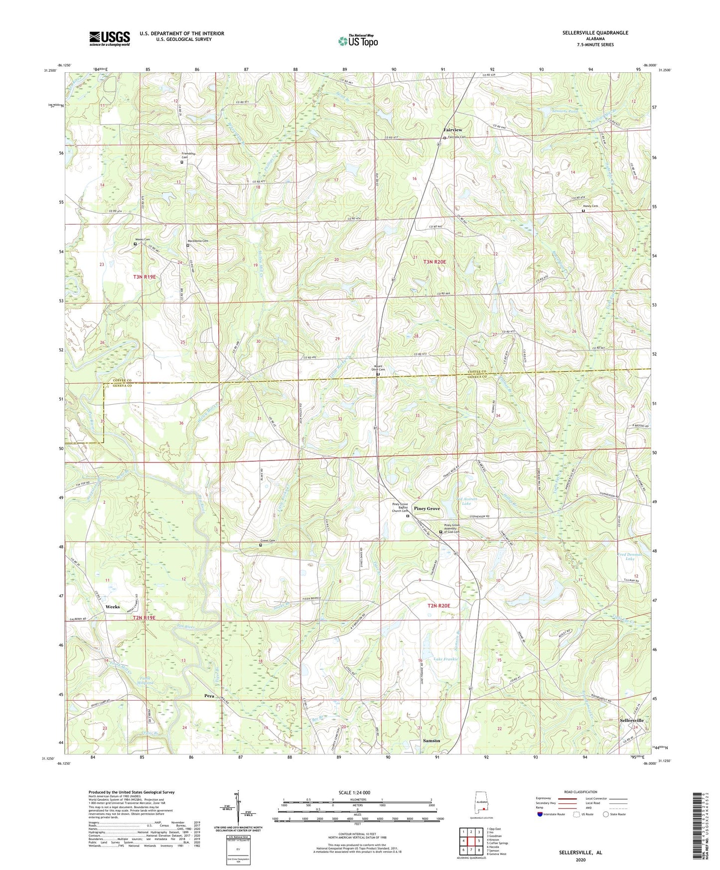 Sellersville Alabama US Topo Map Image