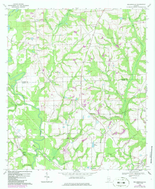Classic USGS Sellersville Alabama 7.5'x7.5' Topo Map Image