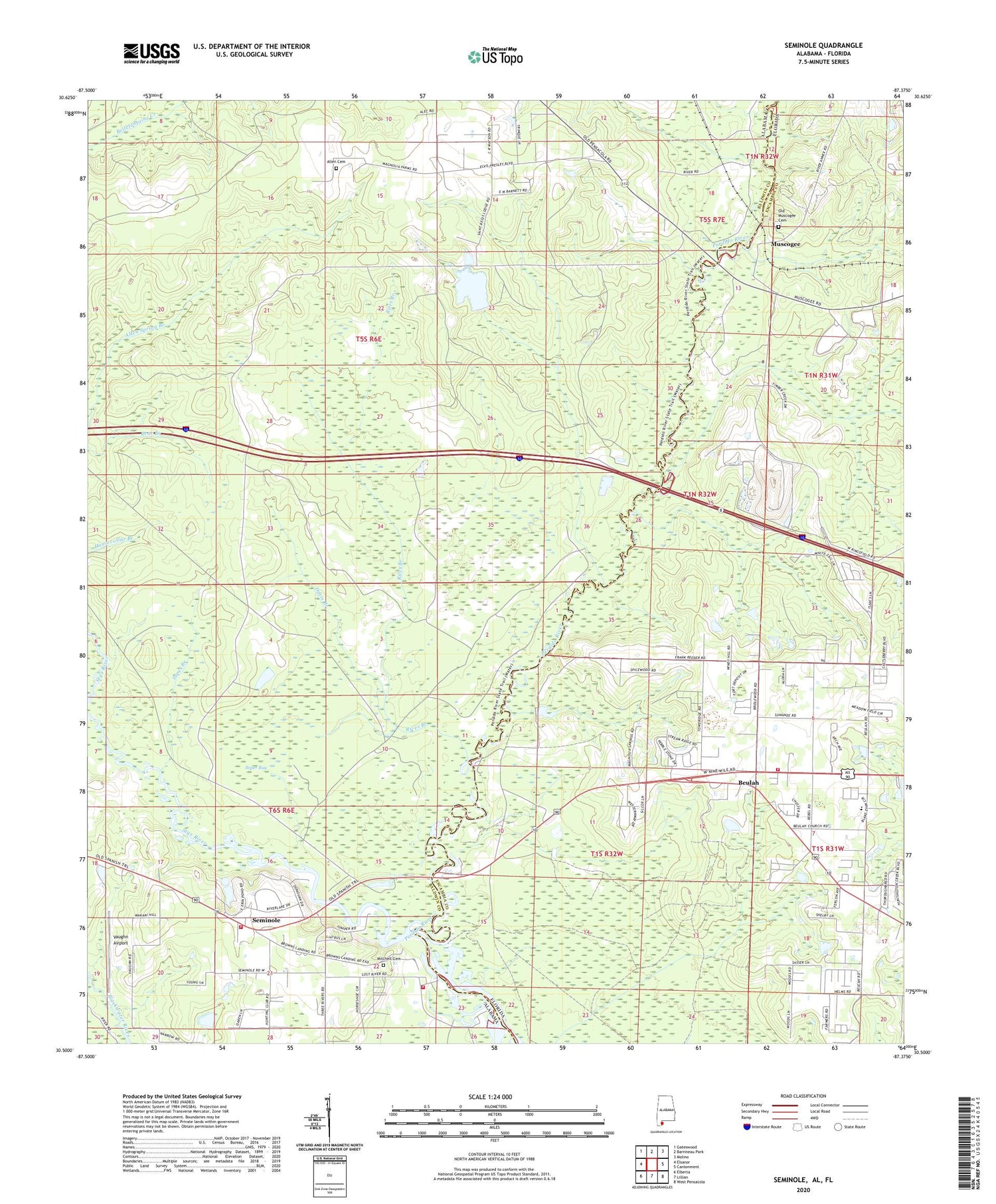 Seminole Alabama US Topo Map Image