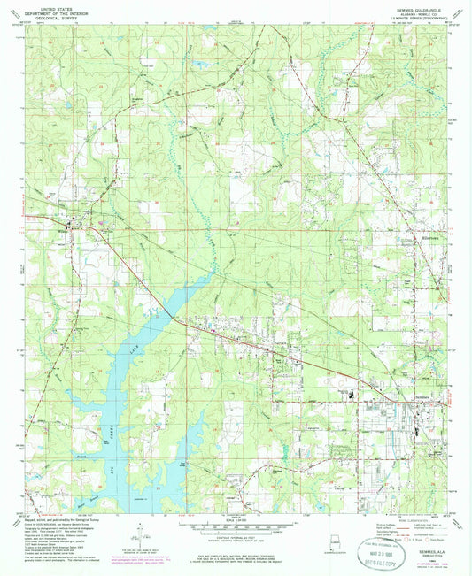 Classic USGS Semmes Alabama 7.5'x7.5' Topo Map Image