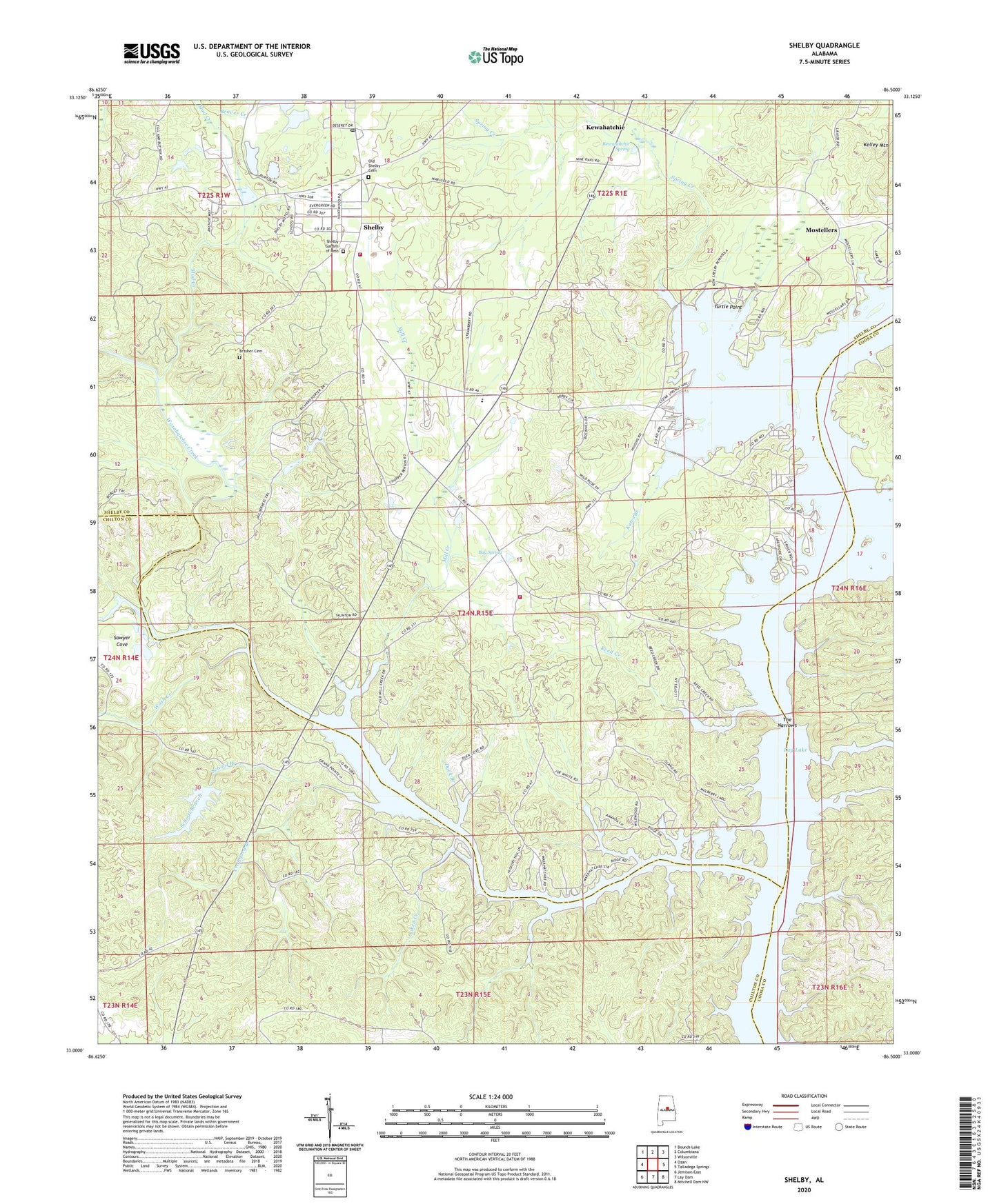 Shelby Alabama US Topo Map Image