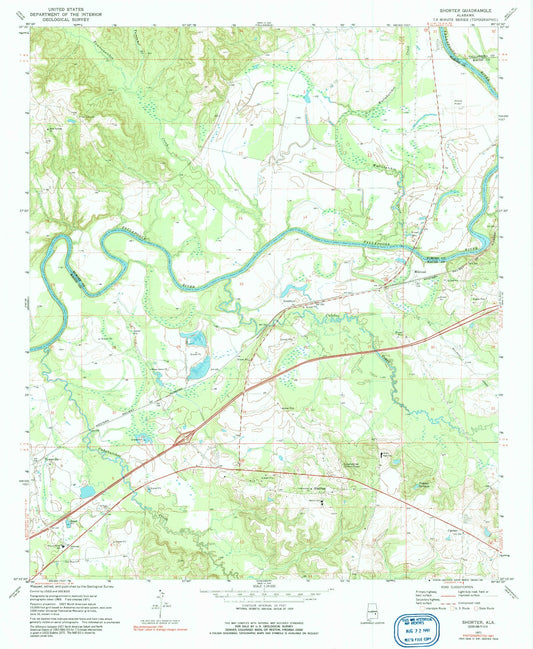 Classic USGS Shorter Alabama 7.5'x7.5' Topo Map Image