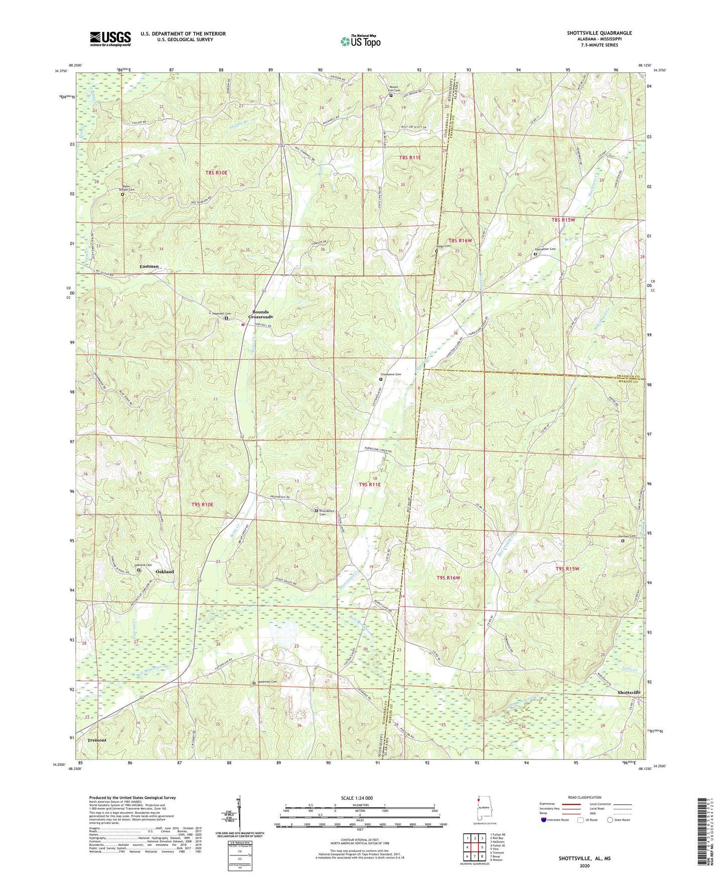 Shottsville Alabama US Topo Map Image