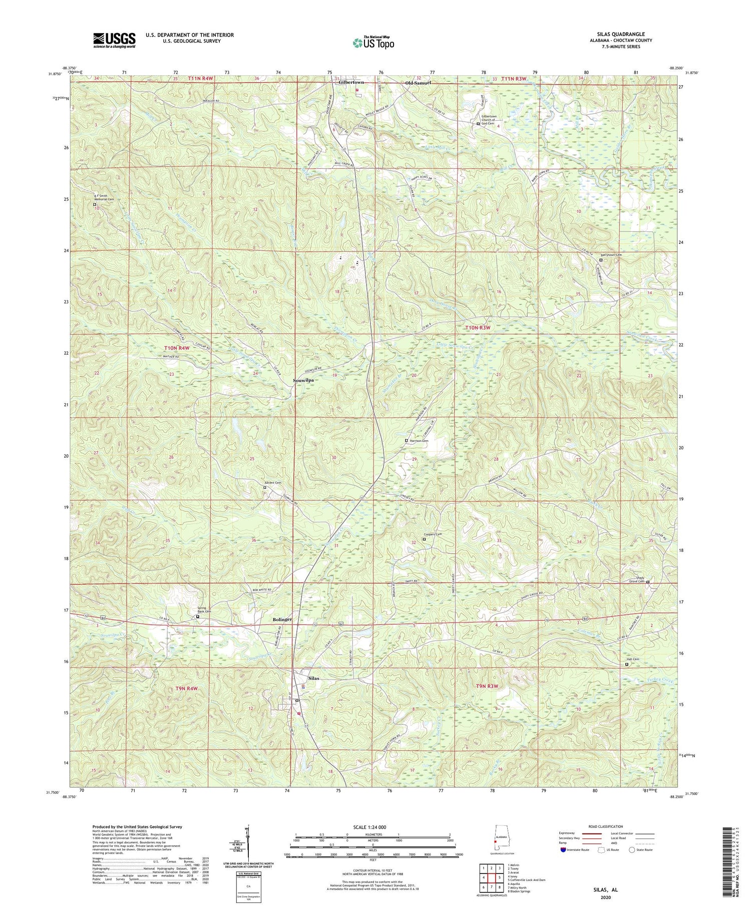 Silas Alabama US Topo Map Image