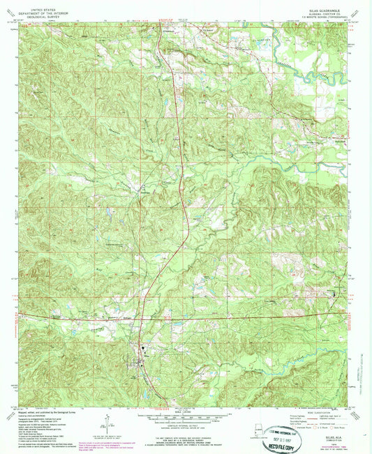 Classic USGS Silas Alabama 7.5'x7.5' Topo Map Image