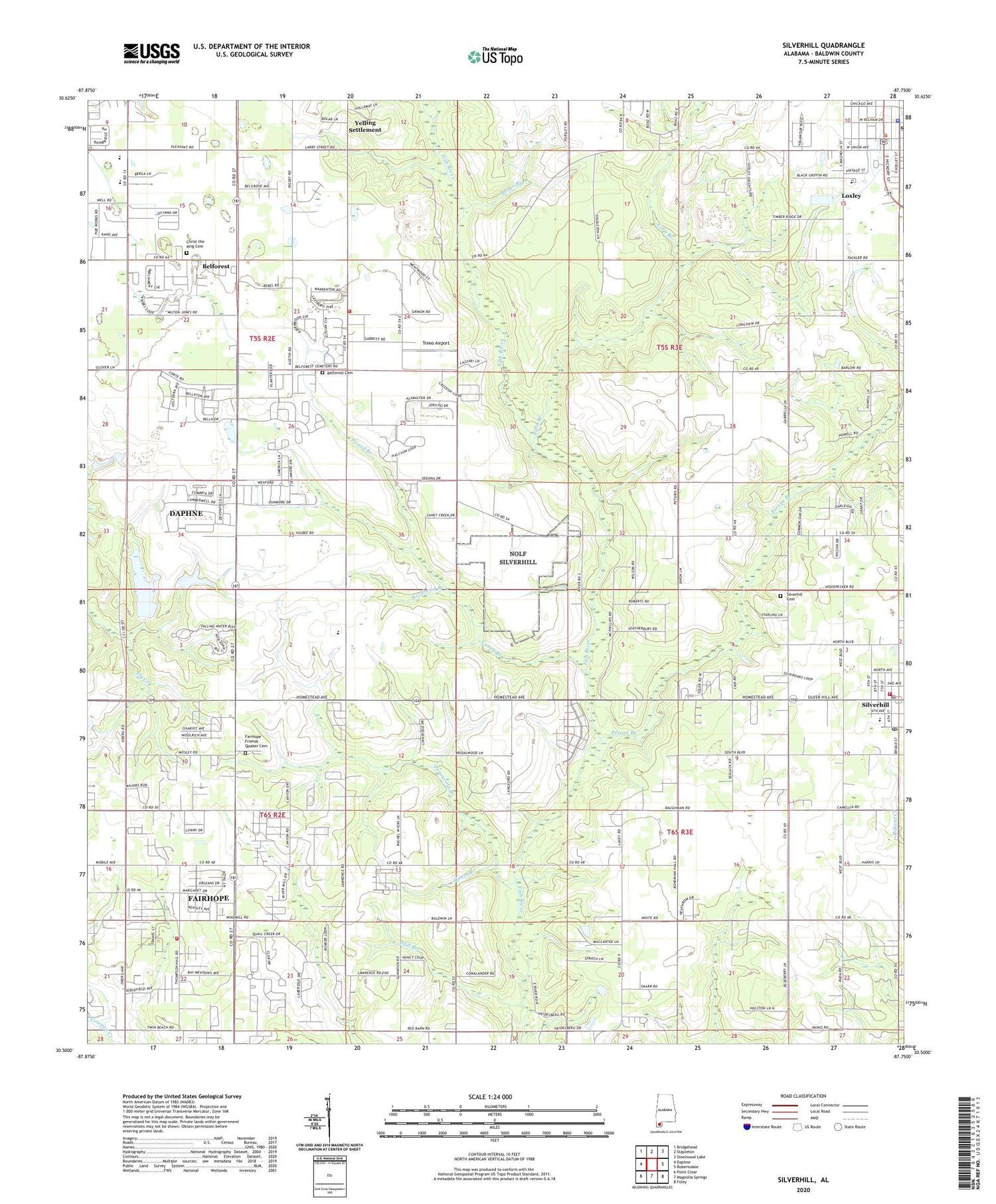 Silverhill Alabama US Topo Map Image