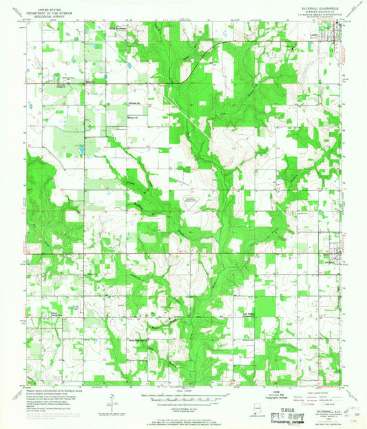 Classic USGS Silverhill Alabama 7.5'x7.5' Topo Map Image