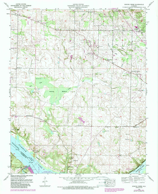 Classic USGS Sinking Creek Alabama 7.5'x7.5' Topo Map Image