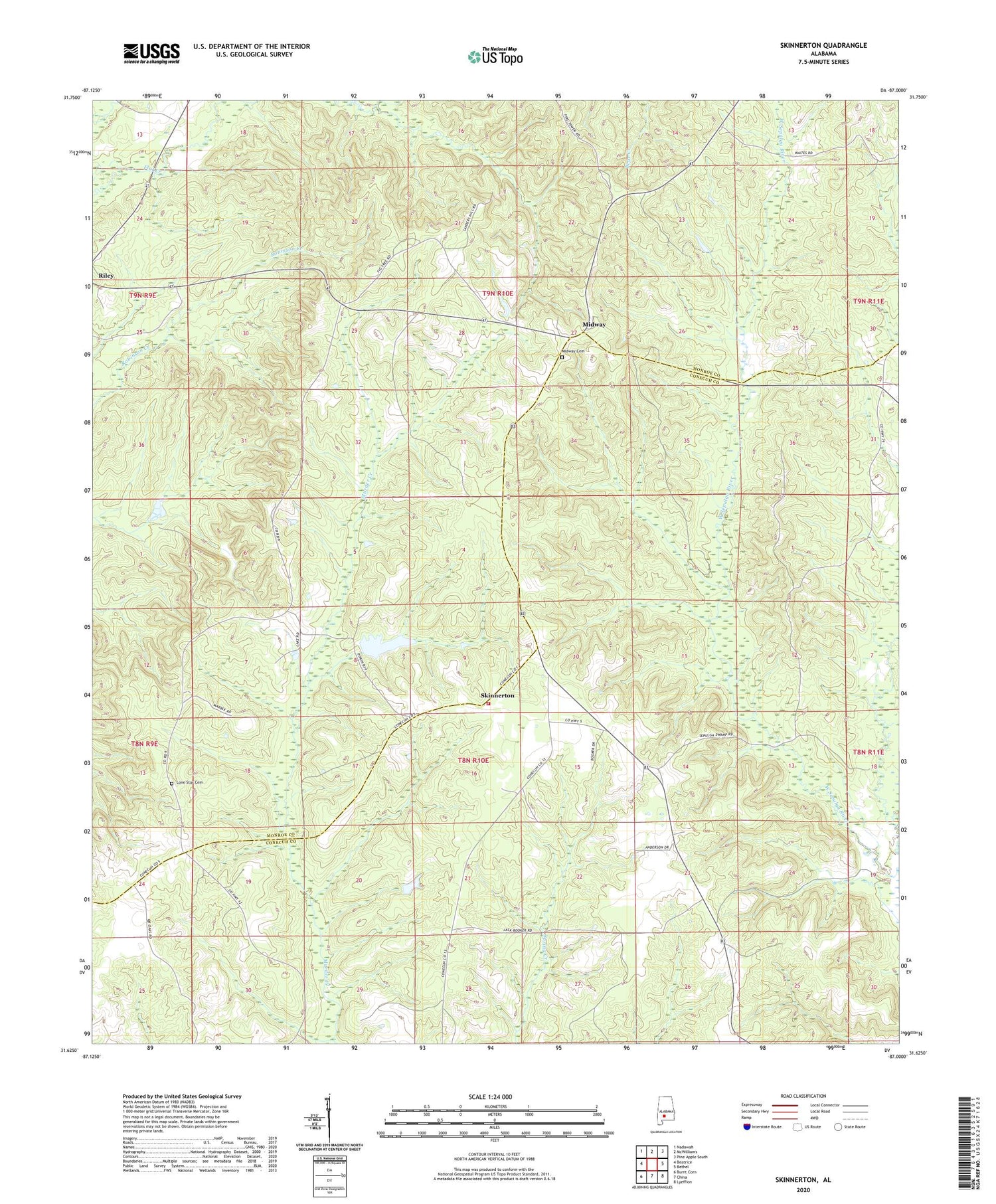 Skinnerton Alabama US Topo Map Image