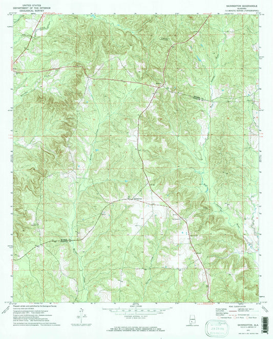 Classic USGS Skinnerton Alabama 7.5'x7.5' Topo Map Image