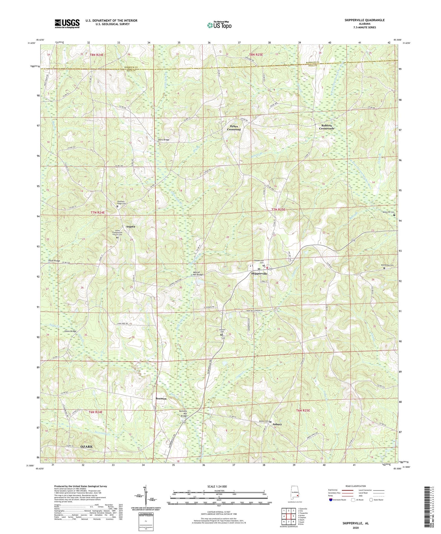 Skipperville Alabama US Topo Map Image