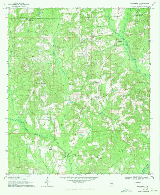 Classic USGS Skipperville Alabama 7.5'x7.5' Topo Map Image