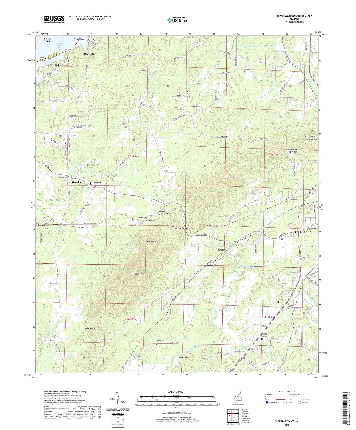 Sleeping Giant Alabama US Topo Map Image