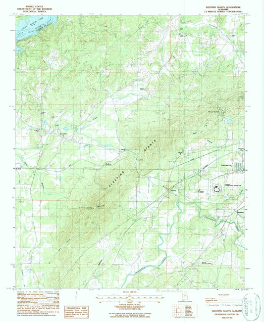 Classic USGS Sleeping Giant Alabama 7.5'x7.5' Topo Map Image