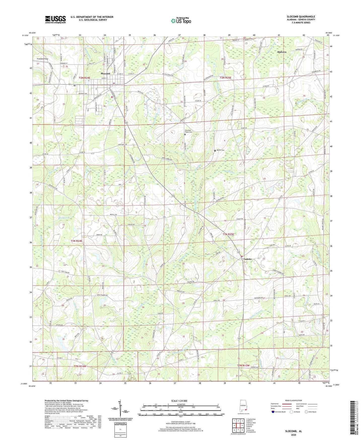 Slocomb Alabama US Topo Map Image