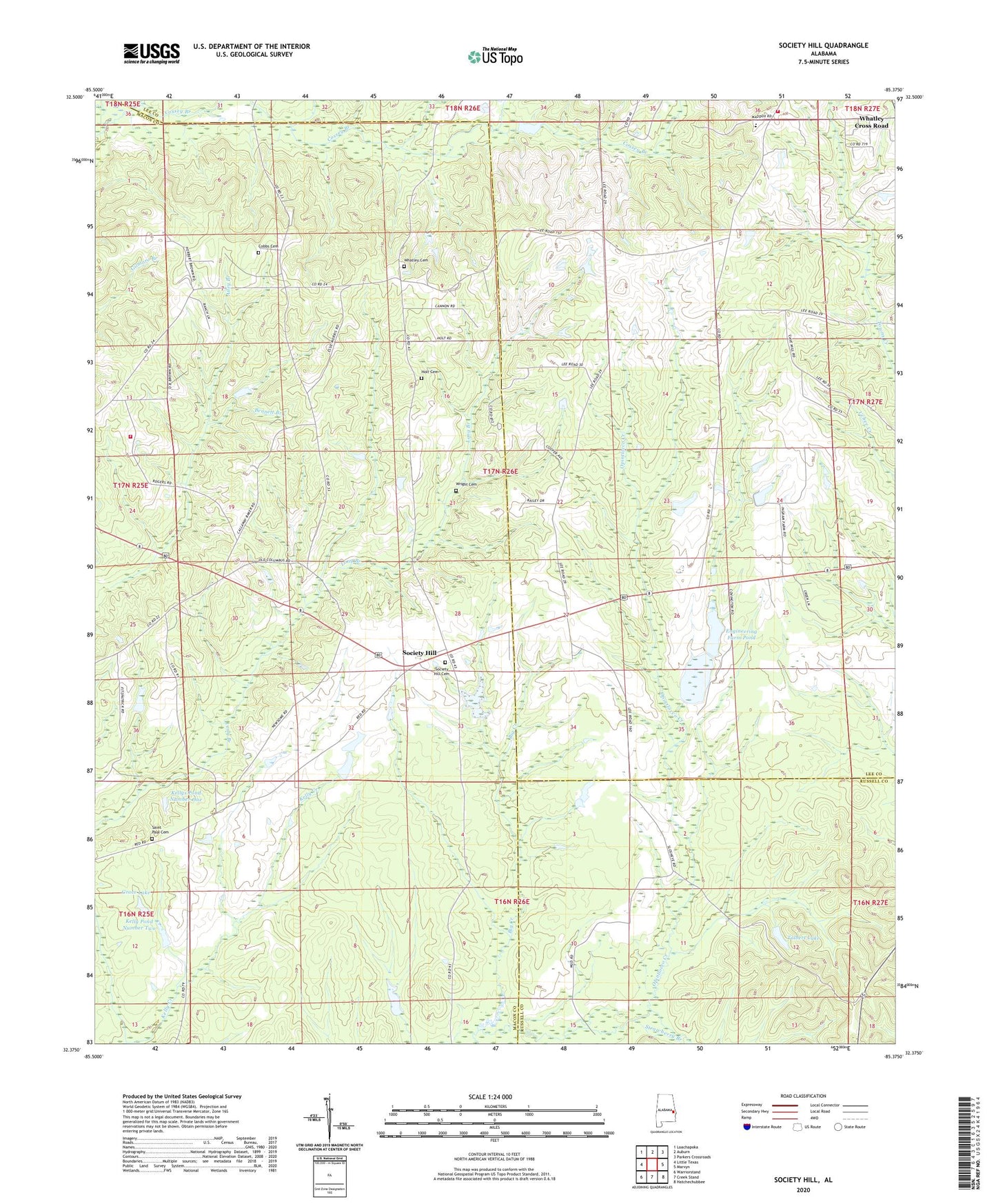 Society Hill Alabama US Topo Map Image