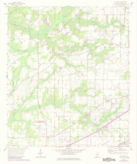 Classic USGS Saint Elmo Alabama 7.5'x7.5' Topo Map Image