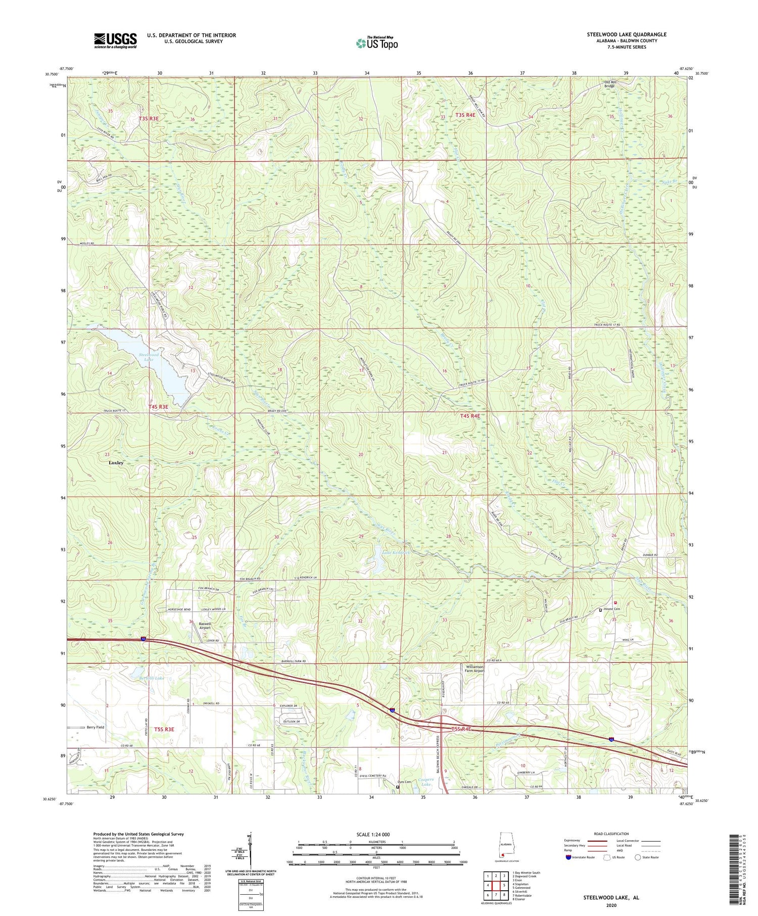 Steelwood Lake Alabama US Topo Map Image