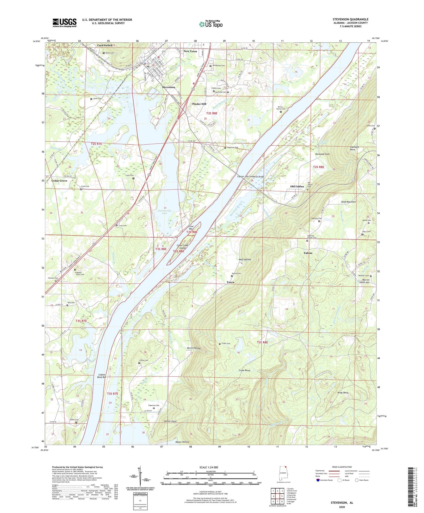 Stevenson Alabama US Topo Map Image