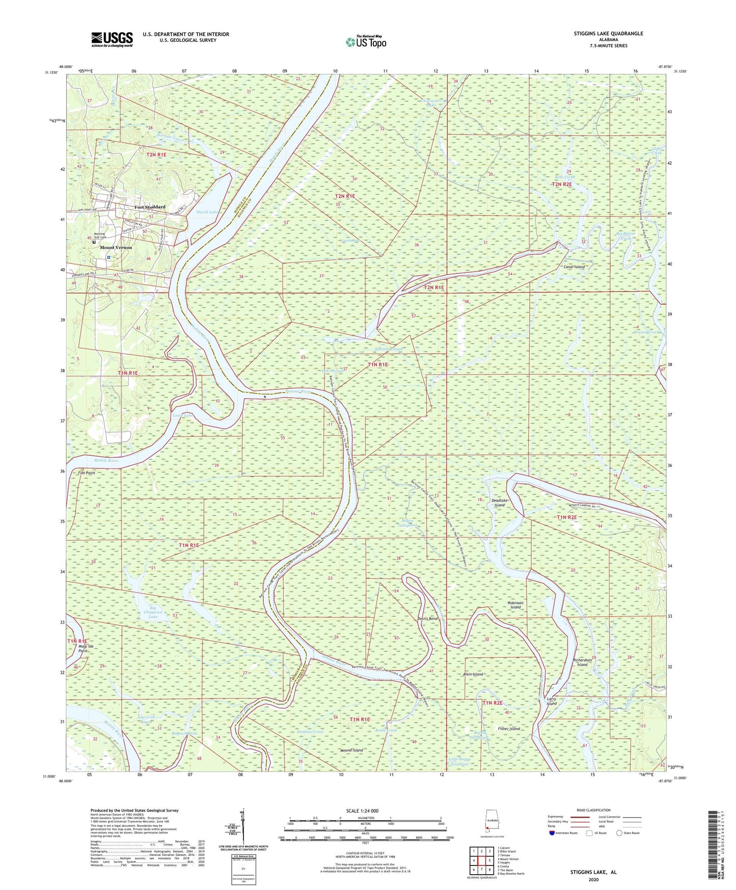 Stiggins Lake Alabama US Topo Map Image