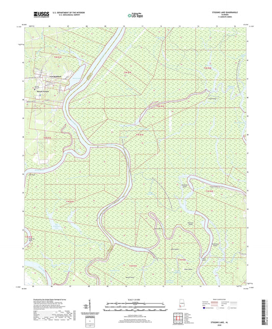 Stiggins Lake Alabama US Topo Map Image