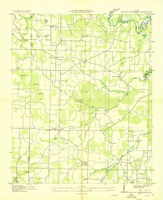 Classic USGS Danville Alabama 7.5'x7.5' Topo Map Image