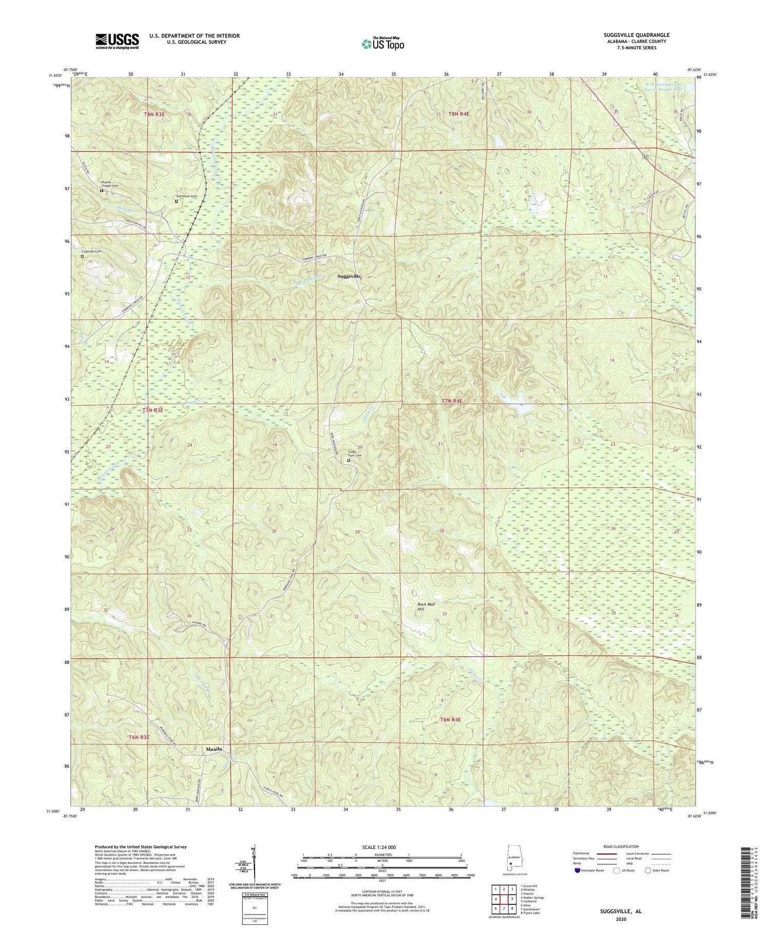 Suggsville Alabama US Topo Map Image